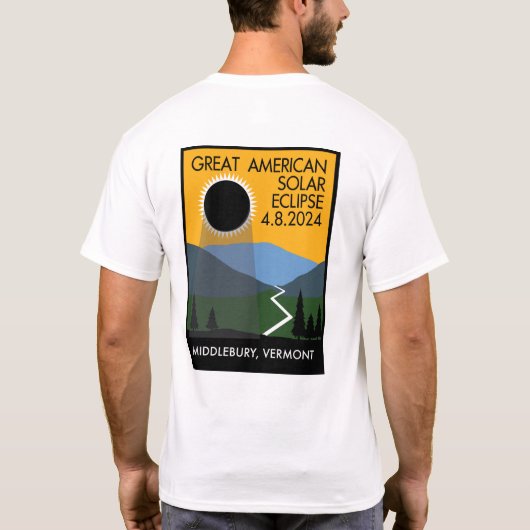 T-shirt Poster de voyage de Middlebury, VT Eclipse (Dos)