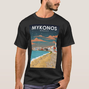 T-shirt Poster de voyage de Mykonos Greece Night Sky