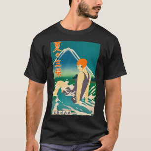 T-shirt Poster de voyage de nageur japonais vintage