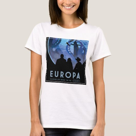 T-shirt Poster de voyage Retro Space - Jupiter's Moon Euro (Devant)