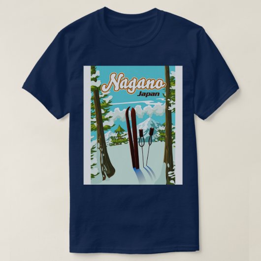 T-shirt Poster du ski Nagano Japon (Design devant)