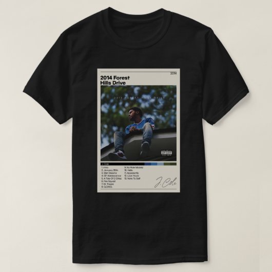 T-shirt Poster J Cole 2014 Poster de Forest Hills Drive J  (Design devant)