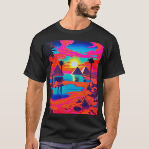 T-shirt Poster psychédélique Art Paysage égyptien