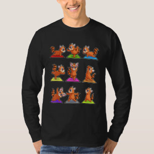 T-shirt Postures de yoga de Panda roux Sport Gymnastique B