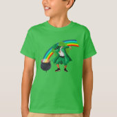 T-shirt Pot arc-en-ciel de Leprechaun Dabbing en or (Devant)