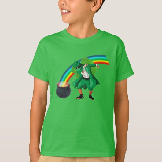 T-shirt Pot arc-en-ciel de Leprechaun Dabbing en or (Devant)
