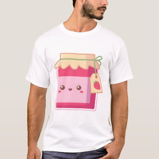 T-shirt Pot de confiture de fraises Kawaii (Devant)