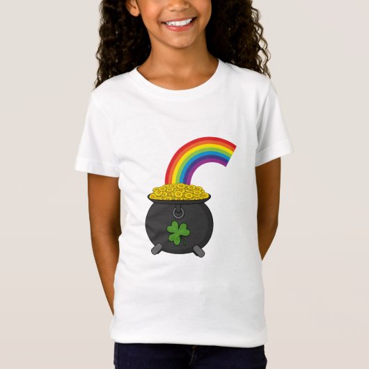 T-Shirt Pot de dessin en or arc-en-ciel (Devant)
