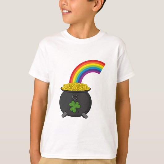 T-shirt Pot de dessin en or arc-en-ciel (Devant)