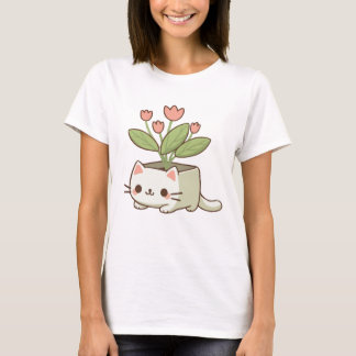 T-shirt Pot de fleurs pour chat