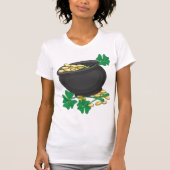 T-shirt Pot de la Saint-Patrick or et trèfles chanceux (Devant)