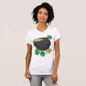 T-shirt Pot de la Saint-Patrick or et trèfles chanceux (Devant entier)