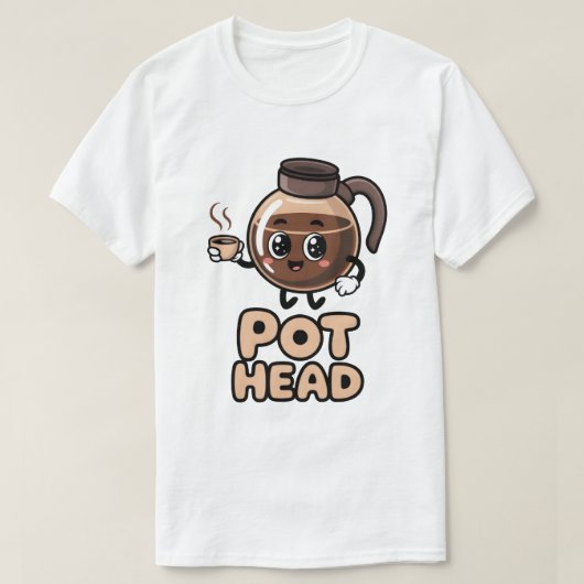 T-shirt Pot Head Cute Kawaii Cafe Funny Coffee Lover Gift (Design devant)