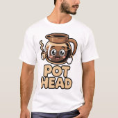 T-shirt Pot Head Cute Kawaii Cafe Funny Coffee Lover Gift (Devant)