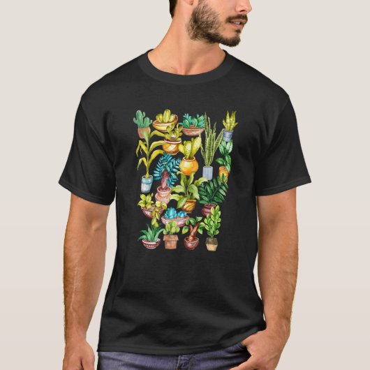 T-shirt Pot Head Succulent Maison Plante Pun Gardener (Devant)