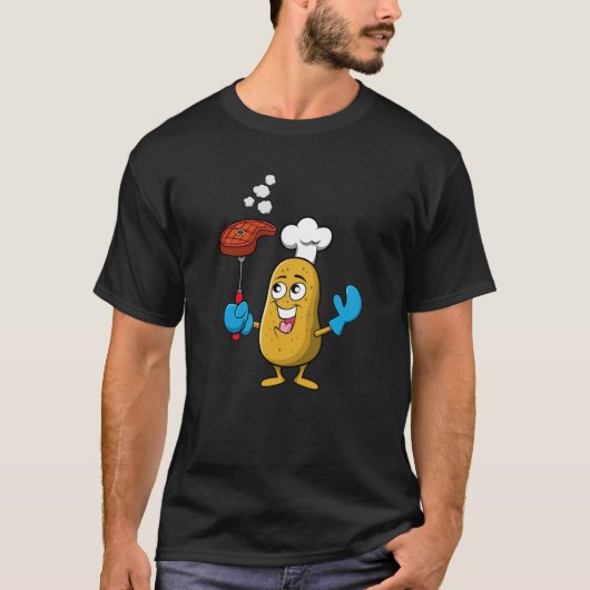 T-shirt Potatoe Barbecue Steak Summer Hobby Chef (Devant)