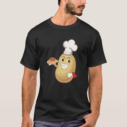T-shirt Potatoe Serving Spaghetti Restaurant Hobby Chef (Devant)