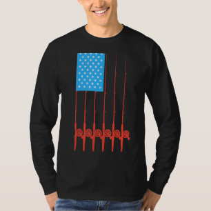 T-shirt Poteau de pêche patriotique Drapeau Engin de pêche