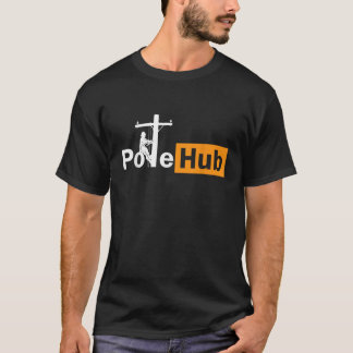T-shirt Poteau Hub Lineman Line Worker Utility Black Small