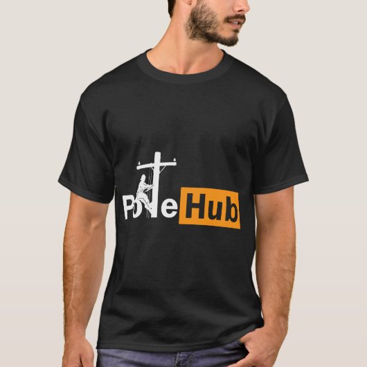 T-shirt Poteau Hub Lineman Line Worker Utility Poteau Funn (Devant)