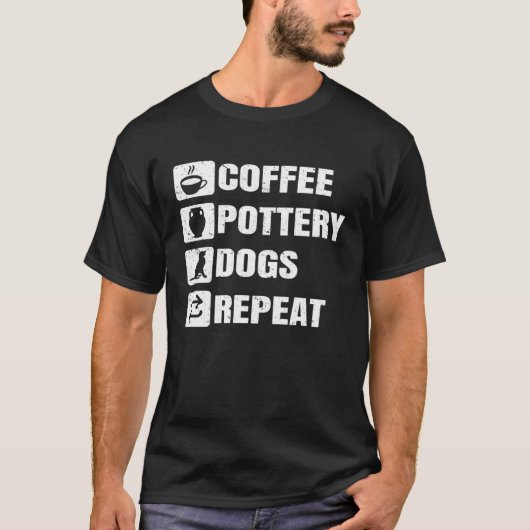 T-shirt Poterie de café Chiens Répéter Poterie Céramique C (Devant)