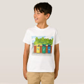 T-shirt Poubelles de tri des déchets codés par couleur (Devant entier)