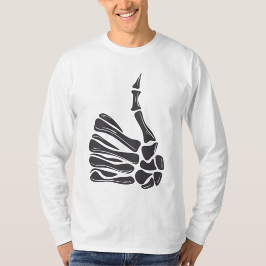 T-Shirt Pouce Levée Main de Squelette (Devant)