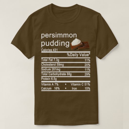 T-shirt pouding persimmon étiquette de la valeur nutritive (Design devant)