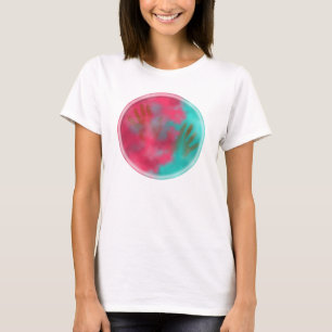 T-shirt Poudre et mains Holi Hai turquoise et rose