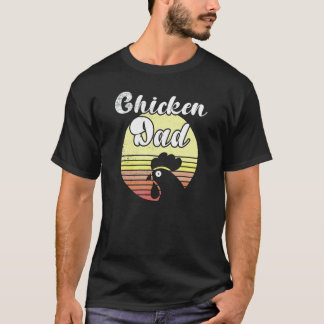 T-shirt Poule Coquin Rétro Coucher de Soleil Papa Poule Tê