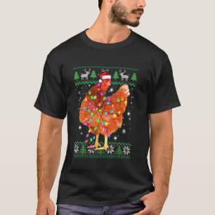 T-shirt Poule de Noël Chapeau de Père Noël Lumières de Noë