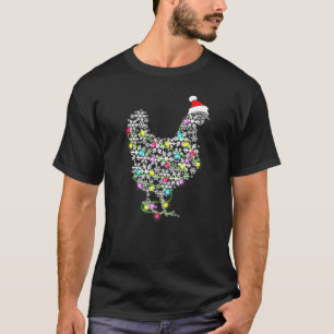 T-shirt Poule flocon de neige Noël Chapeau de Père Noël Po