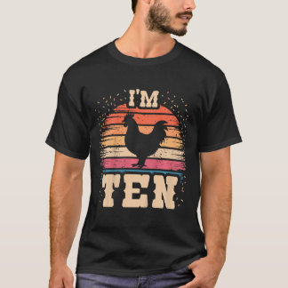 T-shirt Poule Garçon Fille Anniversaire 10 Ans 10ème Poule