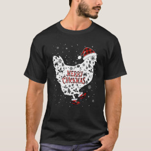 T-shirt Poule Noël Joyeux Chickmas Chapeau Père Noël  