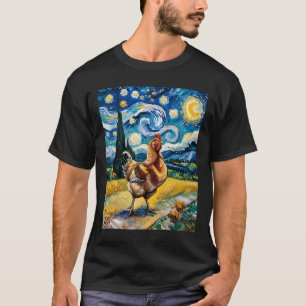 T-shirt Poule Nuit Étoilée Style Van Gogh Ferme de Poules