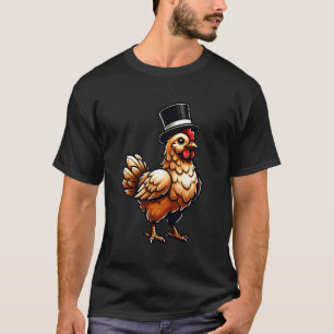 T-shirt Poule portant un chapeau