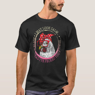 T-shirt Poule Regard Calme Floral Femmes Cowgirl Campagne