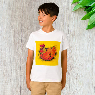 T-shirt Poule sur un nid de la ferme lumineuse de la basse
