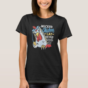 T-shirt Poules Méchantes Pondent des Œufs Diaboliques Pou