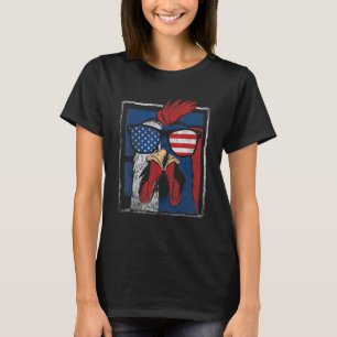 T-shirt Poulet Américain Lunettes de soleil Drapeau USA pa