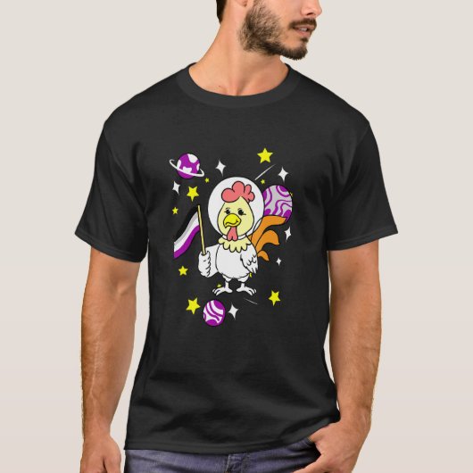 T-shirt Poulet Asexuel Dans L'Espace Ace Pride (Devant)