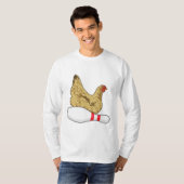 T-shirt Poulet au Bowling avec épingle de Bowling (Devant entier)