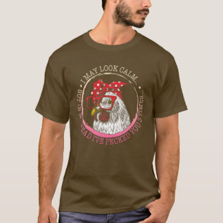 T-shirt Poulet avait l'air calme Floral Femmes Cowgirl Pay