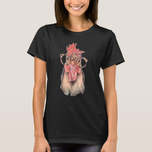 T-shirt Poulet Avec Bandana Et Lunettes Mignonnes