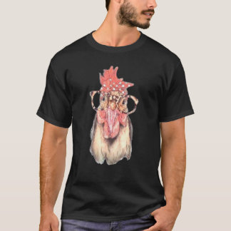 T-shirt Poulet avec bandeau bandana et lunettes
