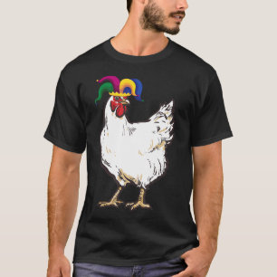T-shirt Poulet avec chapeau de bouffon Costume de Mardi Gr