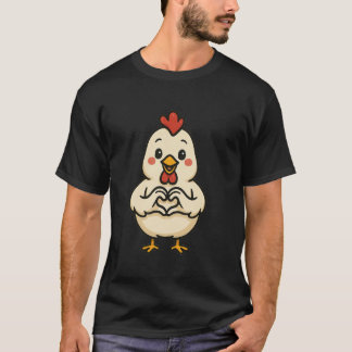 T-shirt Poulet avec cœur Motif de poulet drôle avec cœur