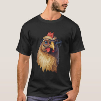T-shirt Poulet Avec Lunettes Cadeau Pour Amoureux De Volai