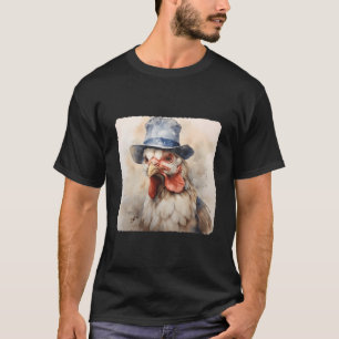 T-shirt Poulet avec un poulet de ferme portant un oiseau