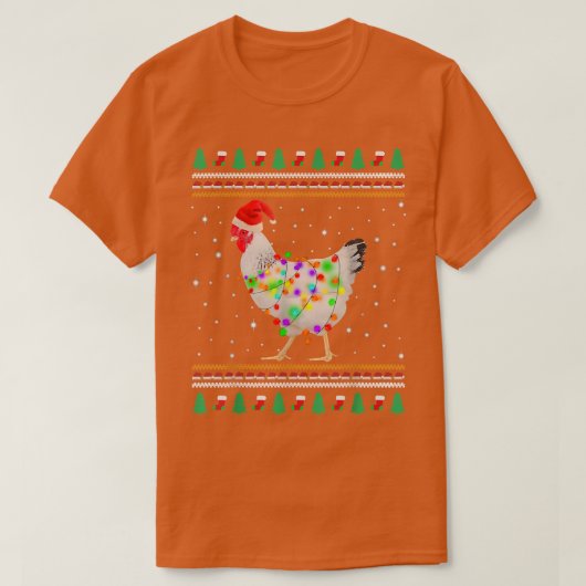 T-shirt Poulet blanc Vilain Noël Poulet Père Noël Noël (Design devant)